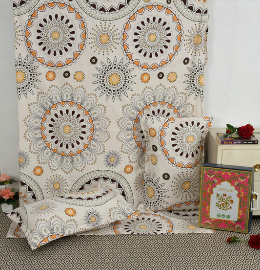 "King Size Mandala Bedsheet Top View 230x250cm Full Coverage Uphaar Towel Leo Complete Set"