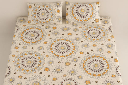 "King Size Mandala Bedsheet Top View 230x250cm Full Coverage Uphaar Towel Leo Complete Set"